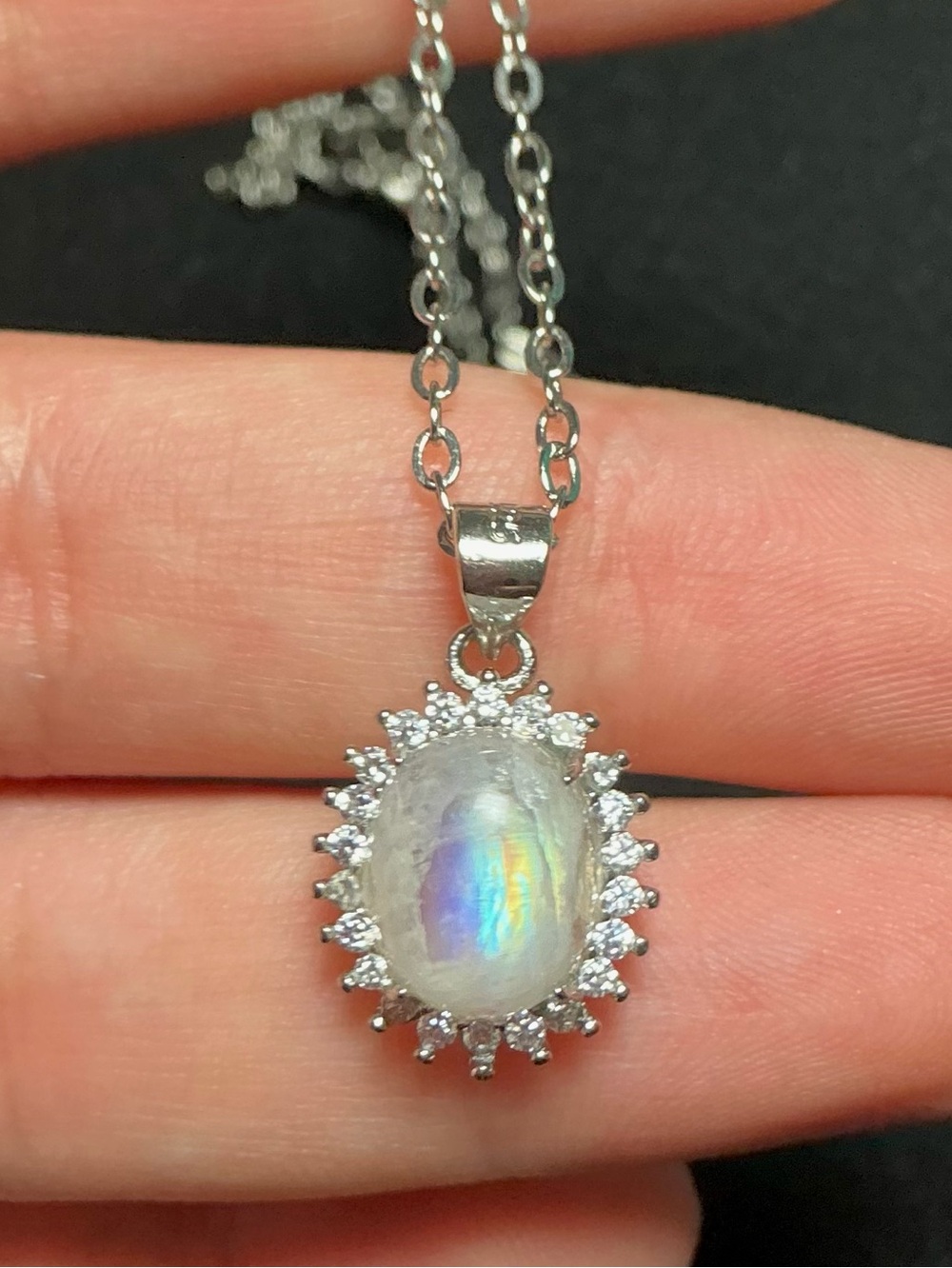 Rainbow Moonstone Pendant Natural Moonstone Necklace Healing Moonlight Stone